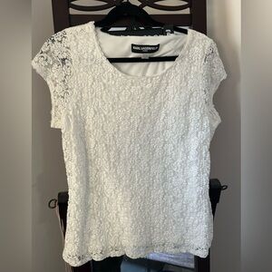 Karl Lagerfeld White Floral Lace Top